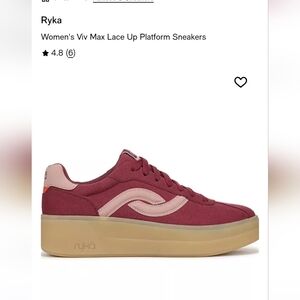 Ryka Burgundy and Pink Platform Lace-Up Sneakers 8.5 Wide